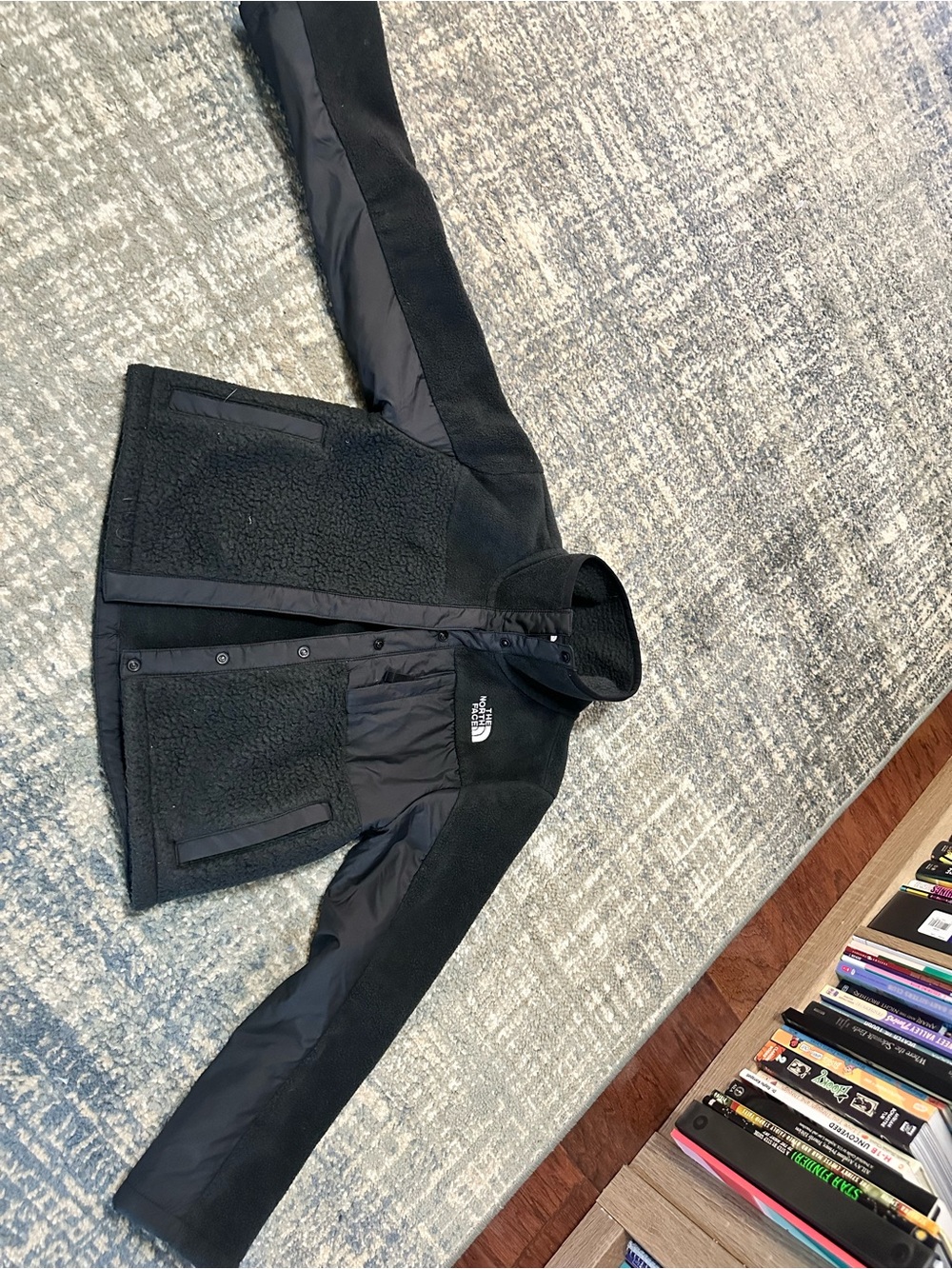 The North Face Men's Black Sherpa Fleece Jacket with Woven Panels